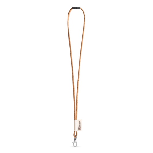75096. SET Lanyard CORK Long (Ø 5 mm) com mosquetão de gatilho 9 mm e Fecho de segurança Ø 5 mm