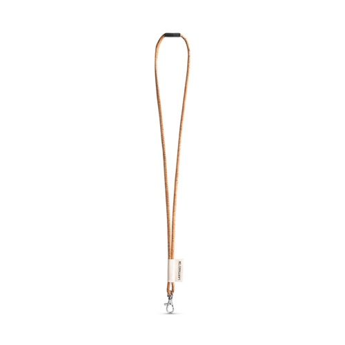 75096. SET Lanyard CORK Long (Ø 5 mm) com mosquetão de gatilho 9 mm e Fecho de segurança Ø 5 mm