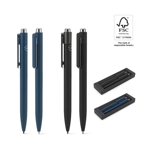 KYLIE SET. Conjunto composto por uma esferográfica e uma caneta sem tinta, ambas em alumínio (94% reciclado)