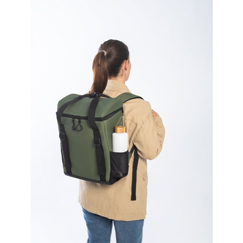 ROMA L. Mochila térmica almofadada em poliéster reciclado 600D ripstop 16 L