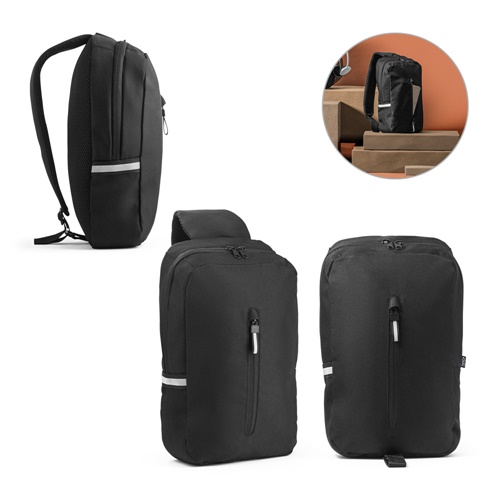DELFOS. Mochila a tiracolo em poliéster reciclado 300D e poliéster reciclado 600D, com forro em poliéster reciclado 210D