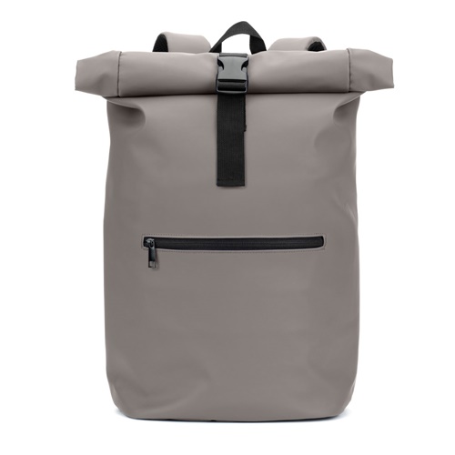 PORTLAND. A mochila "roll top" em PU com bolso para computador portátil 16"
