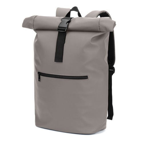 PORTLAND. A mochila "roll top" em PU com bolso para computador portátil 16"