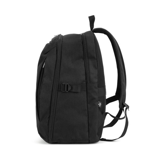 UDINE. Mochila com um compartimento de abertura total em poliéster reciclado 300D de alta densidade 16"