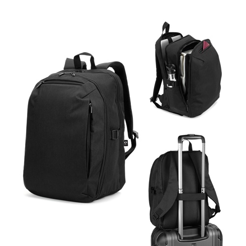 UDINE. Mochila com um compartimento de abertura total em poliéster reciclado 300D de alta densidade 16"