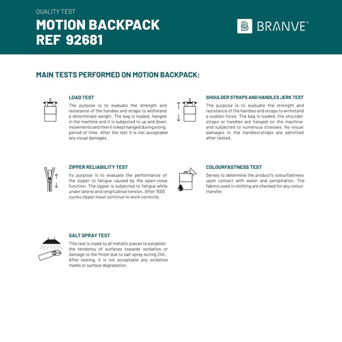 MOTION BACKPACK. Mochila em poliéster 600D twill e PU