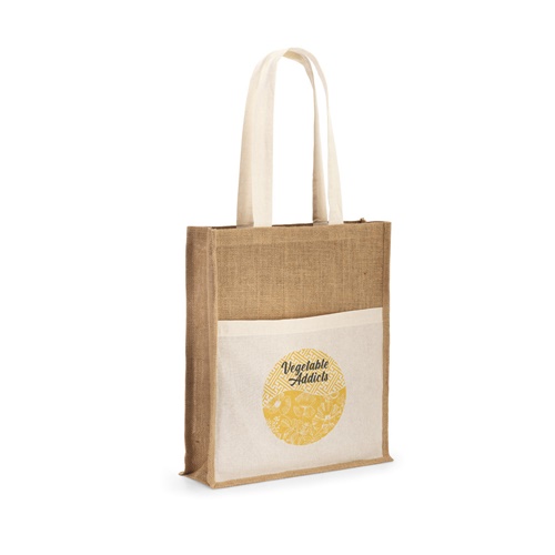 BRAGA. Saco em juta (240 g/m²) e bolso em 100% algodão (140 g/m²)