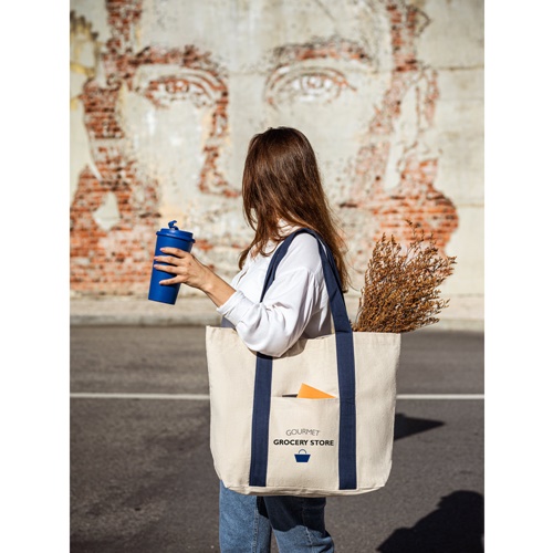VILLE. Saco 100% algodão canvas com bolso frontal e interior (280 g/m²)