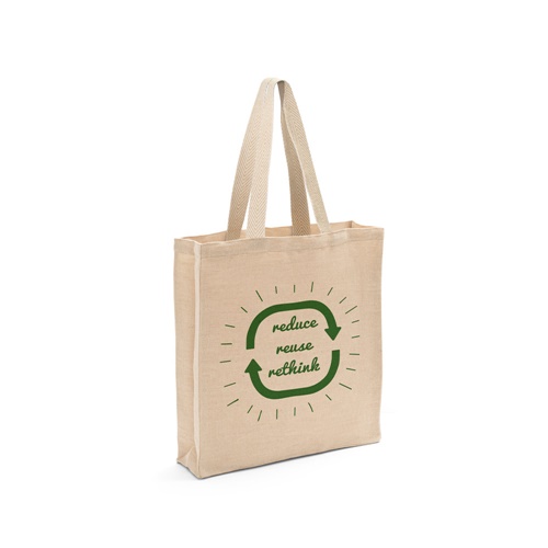 PADOVA. Saco em juco (275 g/m²) com bolso interior em 100% algodão (120 g/m²)