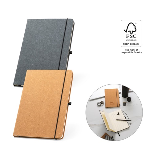 MATISSE. Bloco de notas A5 com capa rígida em pele (70% reciclada) com folhas pautadas