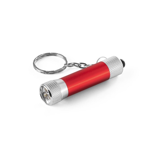 LERGAN. Porta-chaves em alumínio com lanterna de 3 luzes LEDs