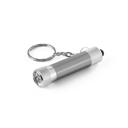 LERGAN. Porta-chaves em alumínio com lanterna de 3 luzes LEDs