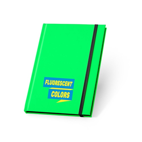 WATTERS. Bloco de notas A5 em PU fluorescente com folhas pautadas