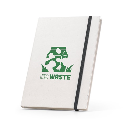 MILKY. Bloco de notas A5 com capa rígida em papel 100% reciclado