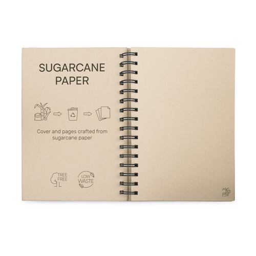 PROUST. Bloco de notas A5 com argolas, capa rígida em papel à base de cana-de-açúcar (80% cana-de-açúcar) com páginas lisas