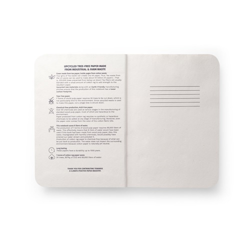 TEAPAD SEMI-RIGID. Bloco de notas A5 com capa semi-rígida fabricada a partir de restos de folhas de chá (65%)