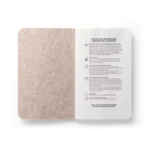 TEAPAD SOFT. Bloco de notas A6 com capa flexível fabricada a partir de restos de folhas de chá (65%)