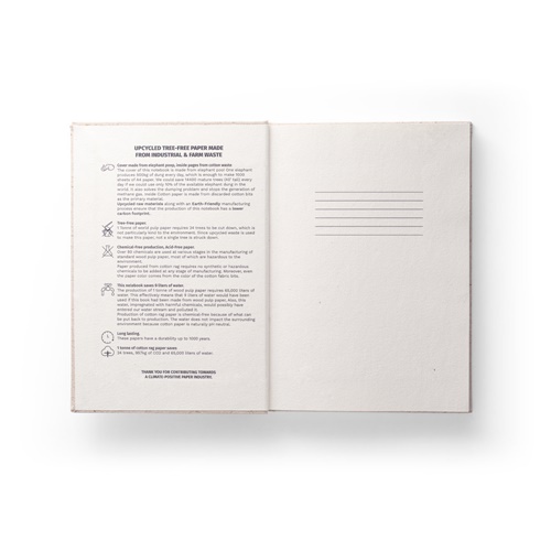 ORGANIC RIGID. Bloco de notas A5 com capa rígida fabricada a partir de matéria orgânica de elefante (80%)