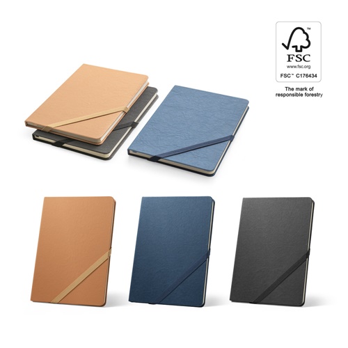 HUXLEY. Bloco de notas A5 com capa rígida, feita de papel resistente à água