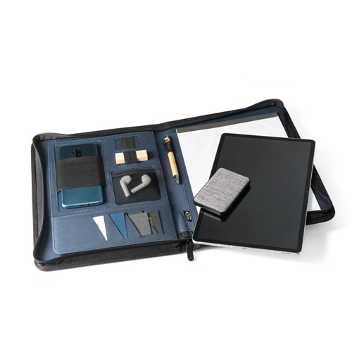 EMERGE FOLDER. Pasta A4 em poliéster reciclado (100% rPET) 300D com fecho