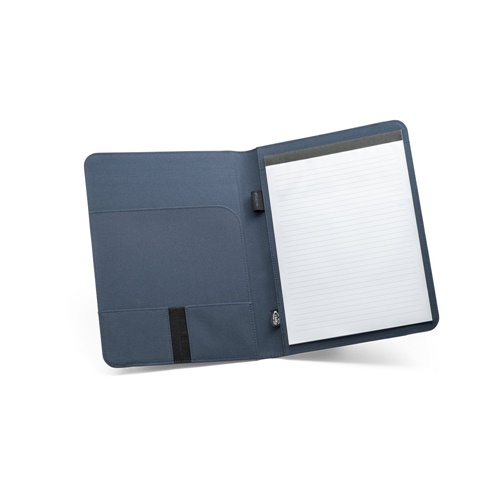 EMERGE FOLDER II. Pasta A4 em poliéster reciclado (100% rPET) 300D com elástico para fecho