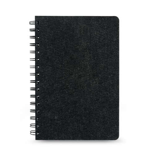 MISHIMA. Bloco de notas A5 de capa semi-dura em feltro reciclado (100% rPET) com argolas e páginas pautadas