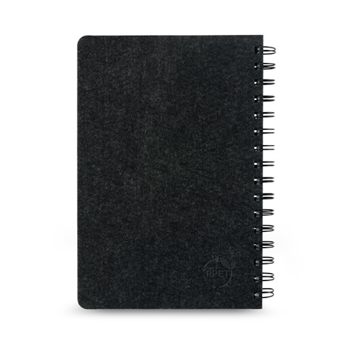 MISHIMA. Bloco de notas A5 de capa semi-dura em feltro reciclado (100% rPET) com argolas e páginas pautadas
