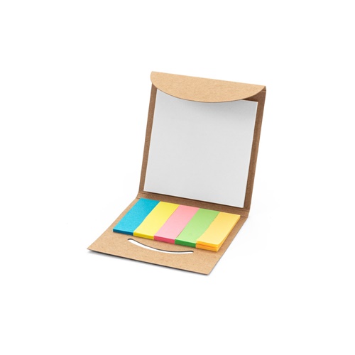 AINSLEY. Conjunto 2 em 1 para escritório, em papel 100% reciclado, com 6 blocos de notas adesivas