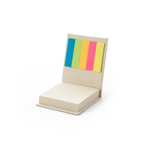 KAIRON. Conjunto 2 em 1 para escritório, em papel 100% reciclado com 6 blocos de notas adesivas