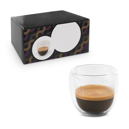 EXPRESSO. Conjunto de café em vidro borossilicato com 2 copos 75 mL