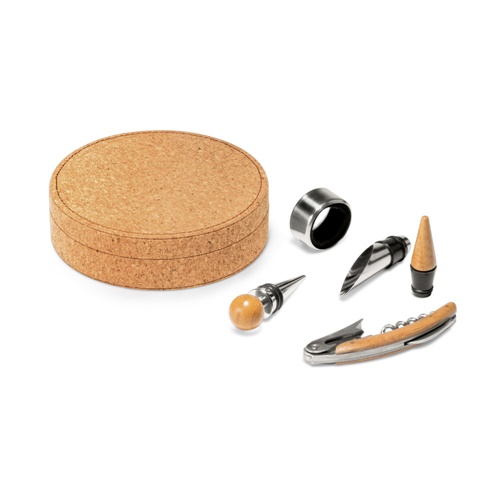 MORETO. Conjunto para vinho com 4 peças em bambu, aço inoxidável e ABS