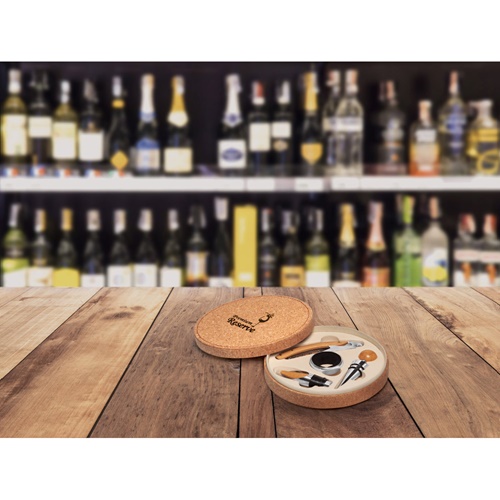 MORETO. Conjunto para vinho com 4 peças em bambu, aço inoxidável e ABS