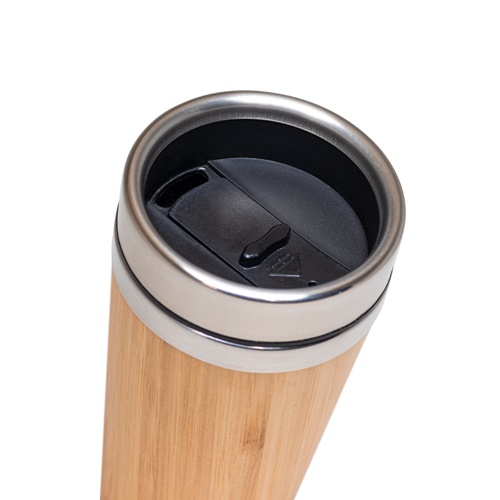 PIETRO. Copo de viagem em bambu e aço inoxidável 500 mL