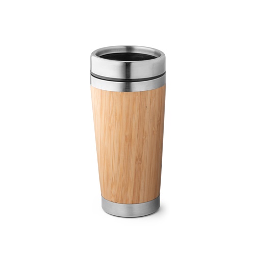 PIETRO. Copo de viagem em bambu e aço inoxidável 500 mL