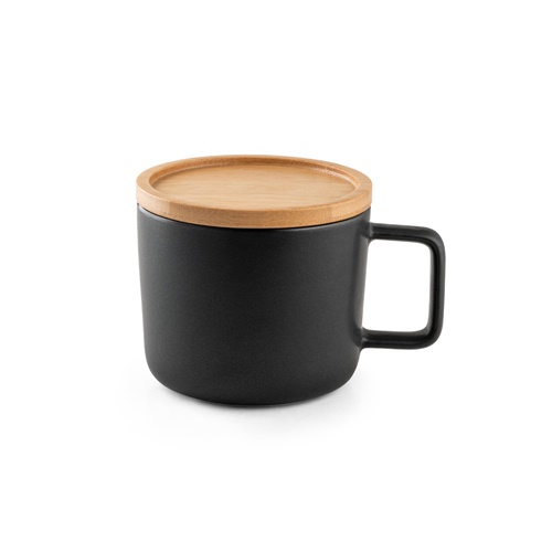 FANGIO. Caneca em cerâmica com base em bambu 220 mL