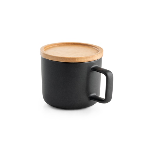 FANGIO. Caneca em cerâmica com base em bambu 220 mL