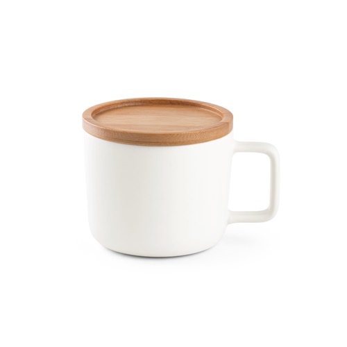 FANGIO. Caneca em cerâmica com base em bambu 220 mL