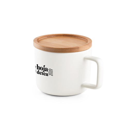 FANGIO. Caneca em cerâmica com base em bambu 220 mL
