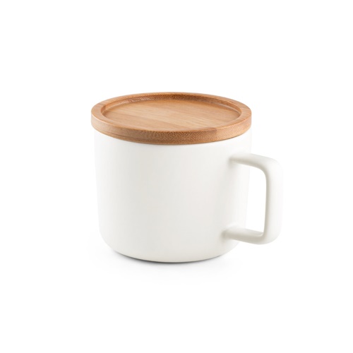 FANGIO. Caneca em cerâmica com base em bambu 220 mL
