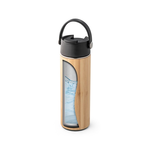LAVER. Garrafa térmica em bambu, aço inoxidável e PP 440 mL