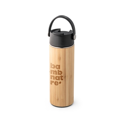 LAVER. Garrafa térmica em bambu, aço inoxidável e PP 440 mL