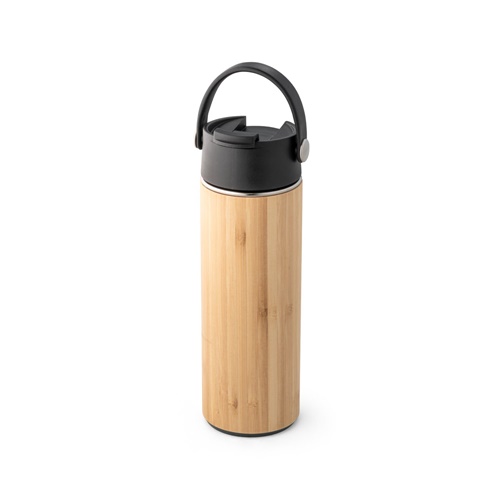 LAVER. Garrafa térmica em bambu, aço inoxidável e PP 440 mL