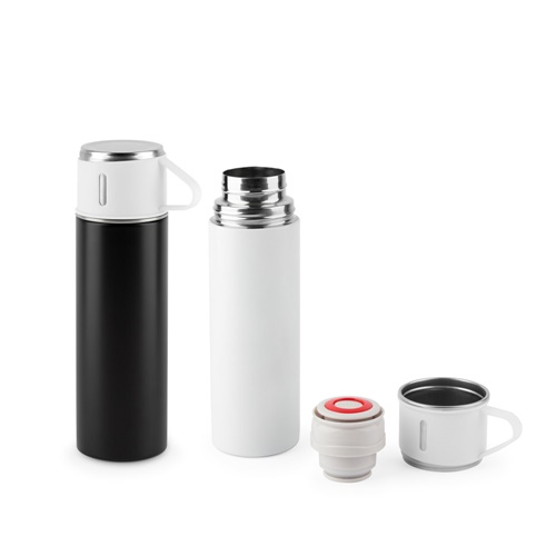 COMANECI. Garrafa em aço inoxidável (90% reciclado) de parede dupla, com acabamento em mate 490 mL