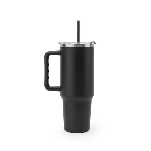 JOYNER XL. Copo de viagem de grande dimensão em aço inoxidável (91% reciclado) com parede dupla isolada a vácuo e acabamento em mate 1300 mL