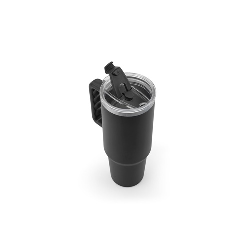 JOYNER XL. Copo de viagem de grande dimensão em aço inoxidável (91% reciclado) com parede dupla isolada a vácuo e acabamento em mate 1300 mL