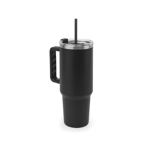 JOYNER XL. Copo de viagem de grande dimensão em aço inoxidável (91% reciclado) com parede dupla isolada a vácuo e acabamento em mate 1300 mL