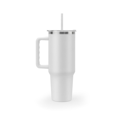 JOYNER XL. Copo de viagem de grande dimensão em aço inoxidável (91% reciclado) com parede dupla isolada a vácuo e acabamento em mate 1300 mL