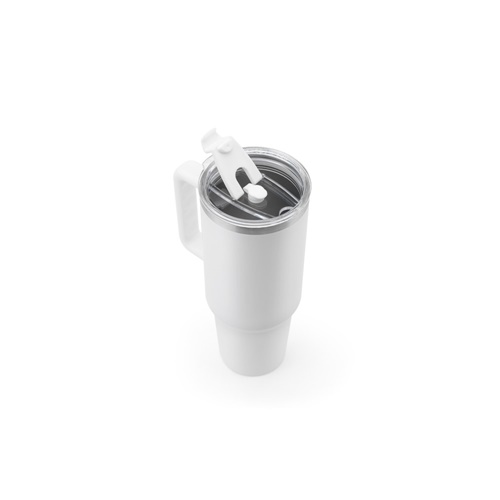 JOYNER XL. Copo de viagem de grande dimensão em aço inoxidável (91% reciclado) com parede dupla isolada a vácuo e acabamento em mate 1300 mL