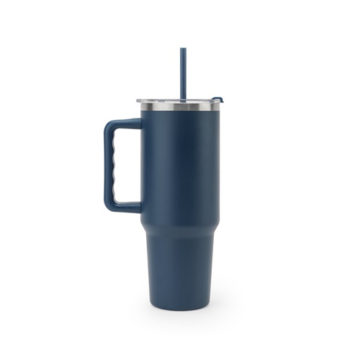 JOYNER XL. Copo de viagem de grande dimensão em aço inoxidável (91% reciclado) com parede dupla isolada a vácuo e acabamento em mate 1300 mL