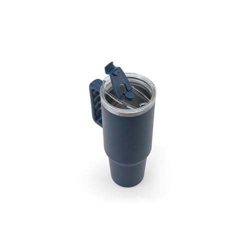 JOYNER XL. Copo de viagem de grande dimensão em aço inoxidável (91% reciclado) com parede dupla isolada a vácuo e acabamento em mate 1300 mL